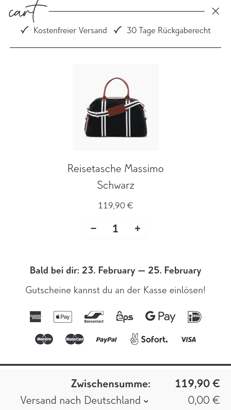 Shopify Mobile Cart Drawer