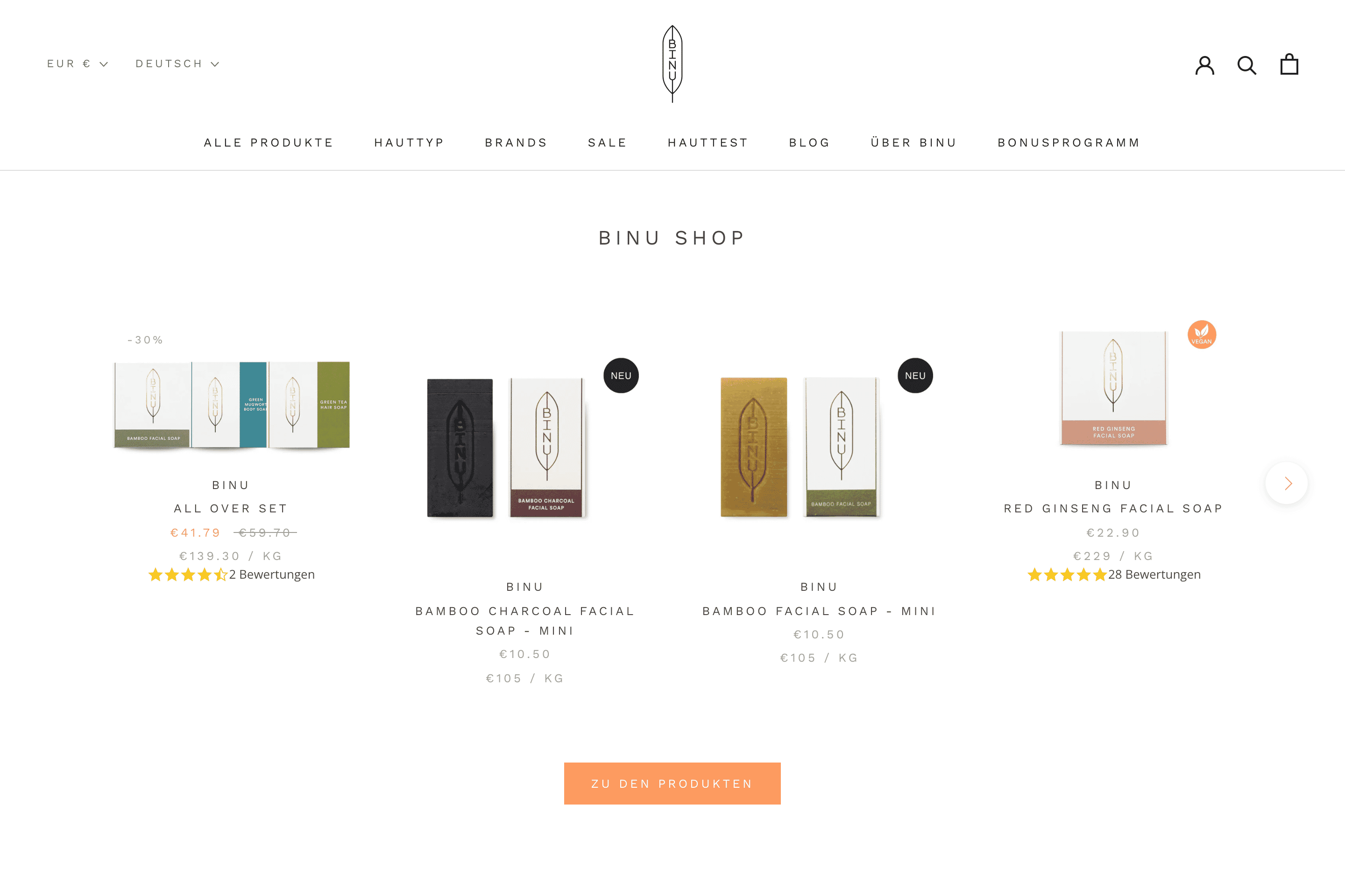 Shopify Beispiel - www.binu-beauty.de