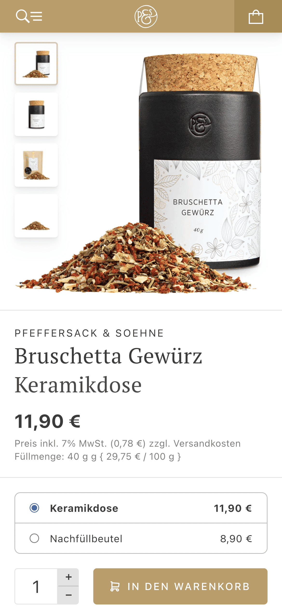 Shopify Beispiel - www.pfeffersackundsoehne.de